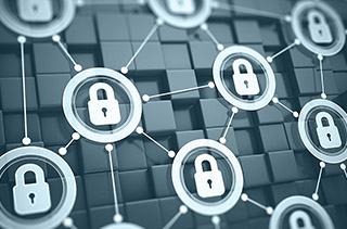 Secured and interconnected padlocks illustrating data protection