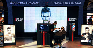 Biotherm barber shop in Barcelona Airport in Spain